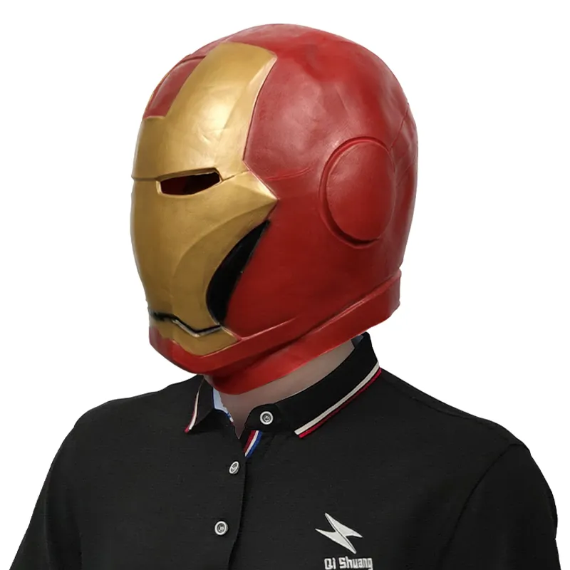 Masque de Iron Man, dessins animés, Halloween, mascarade à thème, Cosplay, couvre-visage complet, accessoire de décoration, en forme de mitaines en Latex