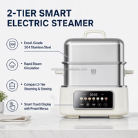 Penghangat Makanan Listrik Stainless Steel 304 2 Lapis Kontrol Sentuh Digital untuk Dapur Rumah Tangga