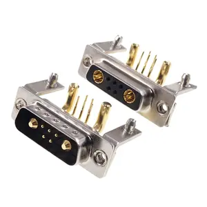 Conector combinado de 7 pines de alta corriente, 7W2, 30 A, chapado en oro, ángulo recto, PCB, d-sub, Conector de contacto mixto