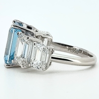 Bague en diamant de laboratoire bleu de 4,5 carats, taille émeraude, fantaisie VS1, certifiée IGI, en platine PT950, diamant synthétique