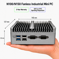Mini PC Industrial Sin Ventilador Intel N100 N150, RAM KINGSTON, HDMI2.0+1*DP1.4 4K 60Hz, SATA3.0, SSD M.2 2280, DB9, 2*RS232COM, MPCIE, SIM
