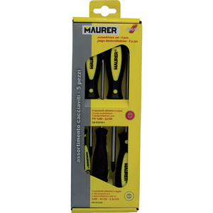 MAURER MAU89651 Set Cacciaviti Manuali Senza Fili 5 Pezzi in Acciaio Inox, Piatto, Phillips, Torx, Certificato VDE, Prodotto in Italia - Product Image 1