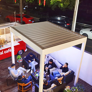 Gazebo de jardín de diseño moderno, pérgolas y gazebo de techo con persiana ajustable, para exteriores - Product Image 1