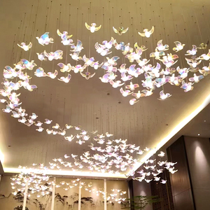 Đèn Chùm Pha Lê Và Đèn Treo Cầu Thang Phòng Ăn Khách Sạn Dài Trang Trí Hình Chim Đầy Màu Sắc - Product Image 2