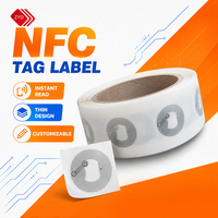 Etiqueta Adhesiva NFC Personalizada de 13.56MHz 14443A NTAG213 con Chip RFID, Logotipo de Marca, Resistente al Agua, Autoadhesiva para Gestión de Activos de Oficina