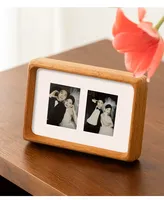 Bingkai Foto Instax Mini 3-Jendela Kreatif dari Kayu Solid Buatan Tangan Warna Teak Kolase Strip Film Pasokan Langsung Pabrik