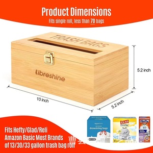 Bamboo Trash Bag <b>Storage</b> <b>Box</b> Square Wall Mounted <b>Kitchen</b> Organizer Covered - Product Image 4