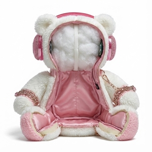 Sac à bandoulière en forme d'ours rose mignon, nouveau design, sac à main en fausse fourrure de dessin animé, sac à main en forme de tête d'ours en peluche, sac à jouets mignon pour fille enfant - Product Image 4