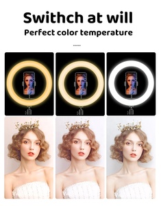Anneau lumineux LED RGB universel <span class=keywords><strong>de</strong></span> 54 cm avec 3 supports <span class=keywords><strong>de</strong></span> téléphone, télécommande <span class=keywords><strong>de</strong></span> luminosité, lumière <span class=keywords><strong>de</strong></span> remplissage <span class=keywords><strong>de</strong></span> 22 pouces pour YouTube, diffusion <span class=keywords><strong>en</strong></span> direct - Product Image 4
