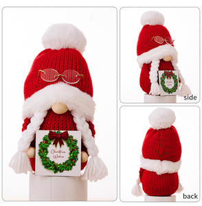 Poupée sans visage Gnome de Noël avec <span class=keywords><strong>lunettes</strong></span> Décoration de joyeux Noël Poupée en peluche Rudolph nain rouge - Product Image 6