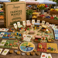 Jeu de société personnalisé en carton écologique sur le thème du marché des agriculteurs - Jeu familial saisonnier pour récoltes et fêtes sous marque privée