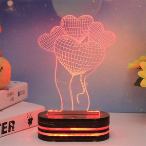 Multicolour Christmas Romantic Gifts Hearts I Love You 3d Fanatic Visual Night Light Touch LED <strong>Table</strong> Desk Lamp - Product Image 6