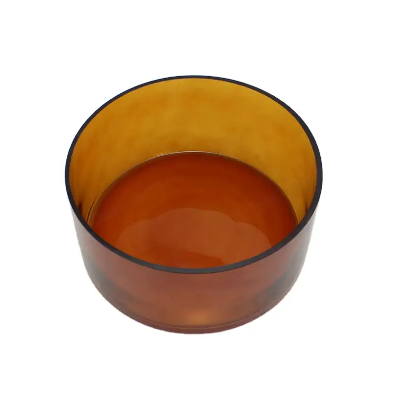Extra Large Amber Glass Candle Vessel 6 Wick Bowl Straight Sided Hand-blown Glass for Scented Candle