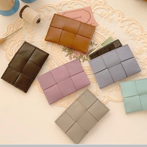 Korean style minimalist PU leather woven card <b>holder</b>, mini lightweight ins style, new style women's student <b>ID</b> card <b>holder</b> - Product Image 2