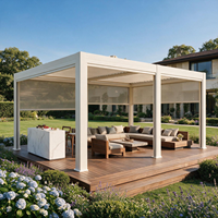 Gazebo Eléctrico de Aleación de Aluminio de Alta Calidad con Techo de Láminas Ajustables, Pérgola Impermeable con Protección Solar para Patio Exterior