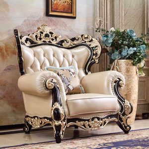 Exclusivo Juego de Sofás de Cuero Genuino Europeo, Cama Cómoda de Madera Maciza y Cuero Vacuno para Sala de Estar, Muebles para Hoteles - Product Image 3
