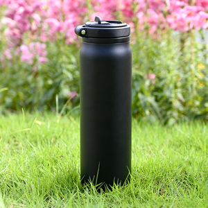 Custom Logo 32oz Double Wall Stainless Steel Vacuum Flask 1000ml Powder Coated Travel Water <b>Bottle</b> with Anti-dust Straw Lid - Product Image 1