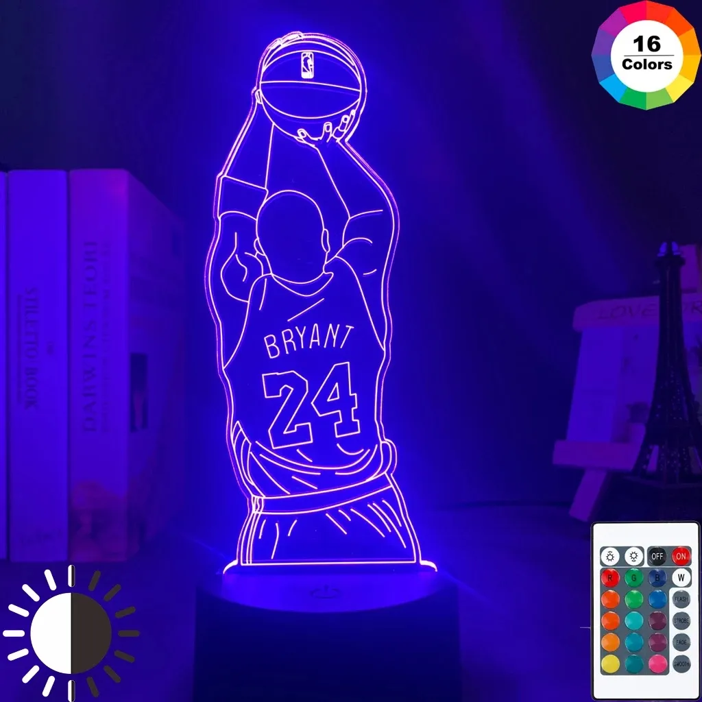 Lampu Meja Led 3D Pemain NBA, Lampu Malam Led Kobe Menembak Led, Lampu Meja Dekorasi Kamar Tidur, Lampu Malam 3d Hadiah Peringatan Kobe Bryant