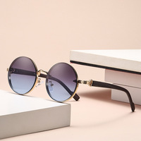 Lunettes de soleil circulaires au design cool pour hommes et femmes, style steampunk, verres dégradés classiques, charnière en métal, lunettes de soleil en PC
