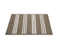 Tapis lavable en machine, en polypropylène tufté, rayé marron et blanc, avec envers en latex antidérapant, pour la maison, le salon