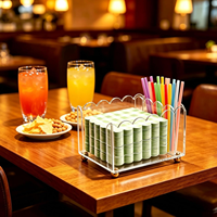 Support à serviettes et pailles en acrylique festonné personnalisé, porte-serviettes de cocktail avec pieds dorés pour rangement de table, bar ou fête
