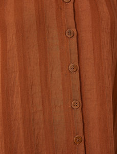 Wholesale Women Brown Turn Down Collar <strong>Long</strong> <strong>Sleeve</strong> Button up Loose <strong>Tunic</strong> <strong>Tops</strong> - Product Image 6