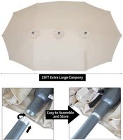 Parasol géant de jardin en acier inoxydable robuste, imperméable, avec éclairage solaire LED pour piscine, terrasse extérieure, hôtel