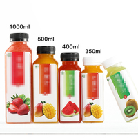 Bouteille en plastique vide pour jus de 4oz, 8oz, 12oz, 16oz avec bouchons, réutilisable, transparente, en gros, pour jus, lait, boissons