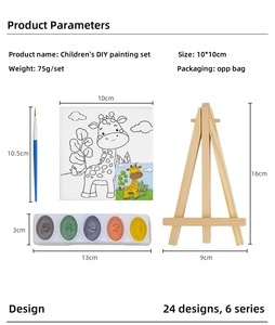 Phim Hoạt Hình Mini Mini Giá Vẽ Và Vải Trẻ Em Của Nghệ Thuật Vẽ Graffiti Acrylic Sơn Màu Hình Ảnh Khung Tự Làm Bức Tranh Bằng Số - Product Image 6