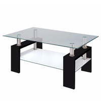 Table basse moderne en marbre noir avec plateau en verre, grande taille, mobilier de salon, prix abordable, meubles pour la maison