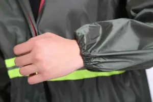 Dark Green Oxford Raincoat with Reflective Tape Customize Portable Waterproof Durable Raincoat