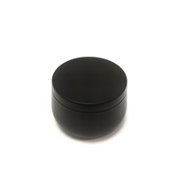 Boîte à bougie ronde en fer blanc noir de 4 oz, design personnalisé, écologique, avec logo et emballage personnalisables