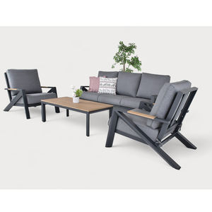 AJUNION Ensemble <span class=keywords><strong>de</strong></span> canapé <span class=keywords><strong>de</strong></span> <span class=keywords><strong>jardin</strong></span> en <span class=keywords><strong>aluminium</strong></span> à 5 places Ensemble <span class=keywords><strong>de</strong></span> mobilier d'extérieur moderne en plastique <span class=keywords><strong>et</strong></span> en bois Ensemble <span class=keywords><strong>de</strong></span> meubles <span class=keywords><strong>de</strong></span> patio <span class=keywords><strong>de</strong></span> loisirs - Product Image 1