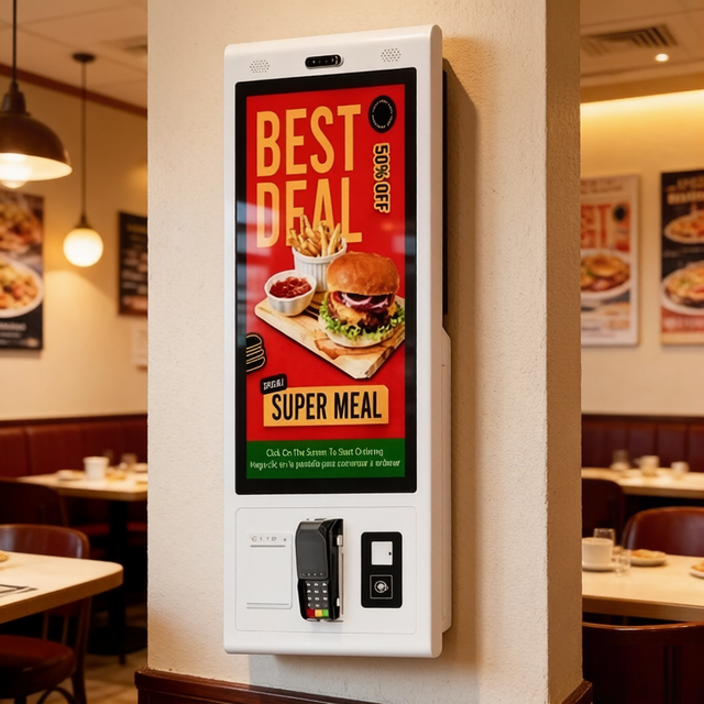 Wall-mounted Floor-level Self-service Ordering Payment Kiosk QR Code 15.6/21.5inch Touch Screen 80mm Thermal Printer Wi-Fi