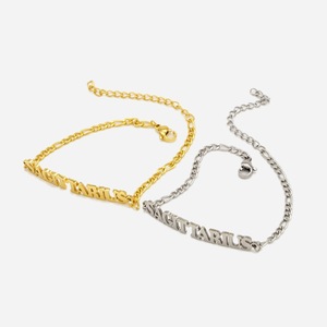 Bracelet de luxe en argent non terni plaqué or 18 carats en acier inoxydable avec breloque <span class=keywords><strong>horoscope</strong></span> femmes hommes 12 signes <span class=keywords><strong>du</strong></span> zodiaque bijoux - Product Image 6