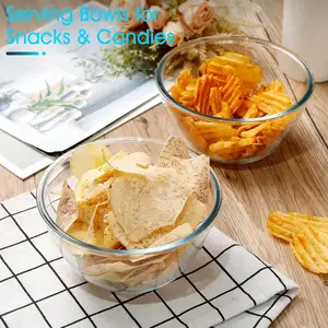 Modern Cookware Sets Party Large Glass Mixing Bowl Borosilicate Glass Fresh Serving Bowl Set Food Containers
