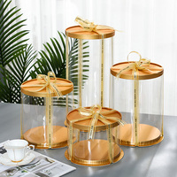 Boîtes à gâteaux personnalisées en plastique PET transparent recyclable à 3 niveaux de 6, 8, 10 et 12 pouces pour la présentation et le stockage de gâteaux, desserts et aliments