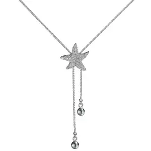 925 Sterling Silver Brass Boho Creative Fantasy Jewelry Wholesale Iced Out Cz White Gold Plated Italian Star Pendant Necklace
