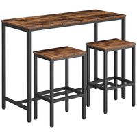 Ensemble de table et chaises de bar Table de bar de pub rectangulaire et 2 tabourets de bar Ensemble de table de petit déjeuner 3 pièces pour cuisine Mobilier de maison moderne