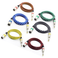 Câble audio stéréo personnalisé de 3 mètres avec tressage coloré 6,35 mm, blindage combiné en PVC, conducteur en cuivre étamé 1080P