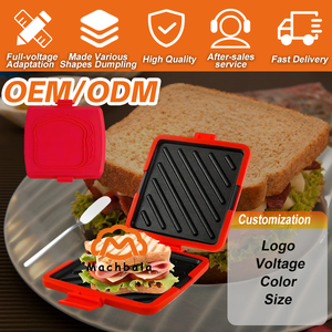 Mini sartén de <span class=keywords><strong>silicona</strong></span> portátil de doble cara para microondas, para calentar rápidamente y cocinar sándwiches y tostadas, azul y rojo, para desayuno - Product Image 3