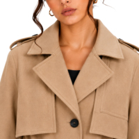 Manteau long trench croisé pour femme, style vintage, ceinturé, à revers, coupe-vent, manches évasées, doublure polaire, capuche amovible, classique