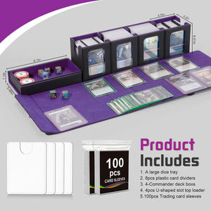   Boîte de rangement portable personnalisée OEM ODM pour cartes de jeu avec compartiment à dés, étui magnétique en cuir PU pour plus de 400 cartes TCG à double pochette - Product Image 3