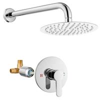 Système de douche contemporain à jet pluie monotrou avec mitigeur thermostatique, jet doux, fonction pause, en laiton et céramique, avec barre coulissante, pour hôtels
