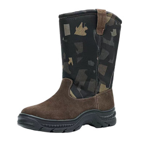 Men Snow Boots <b>Brown</b> <b>Wool</b> Lined Mid Heel Warm Winter Boot High Top Outdoor Use - Product Image 5