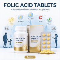 Comprimés d'acide folique de haute pureté, complément nutritionnel halal, formule à base de matières premières de qualité supérieure