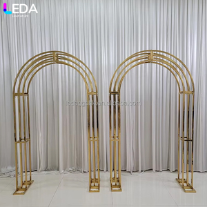 LEDA Wedding Events Decor Factory Price Gold Stainless Steel Mirror Wedding Arch <b>Backdrop</b> <b>Stand</b> - Product Image 1