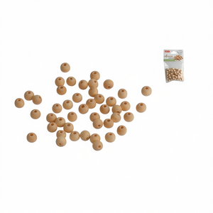 Perline in legno ILAN da 8 mm, rotonde, in legno naturale, accessori per la creazione di gioielli - Product Image 2