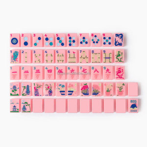 Juego de Fichas de Mahjong Americanas de Acrílico de 4 Capas con Grabado Personalizado, 160 Piezas, Fichas de Mahjong de Lujo Color Coral - Product Image 4