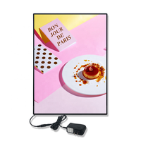 Panneau de menu LED A1 avec cadre en aluminium, plusieurs tailles, boîte rectangulaire mince et légère, matériau en verre trempé pour la publicité - Affiche de menu